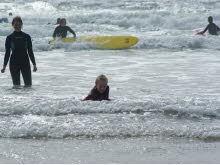 Surfing at Newgale beach